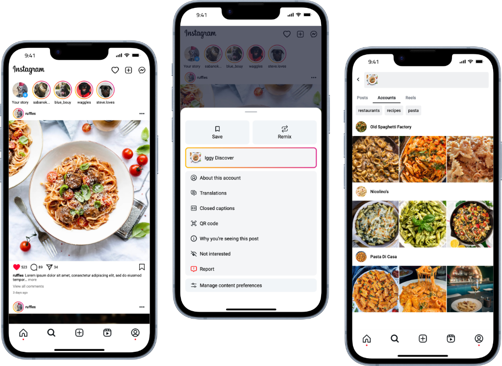 Meta Hackathon - Iggy Discover mobile mockup preview