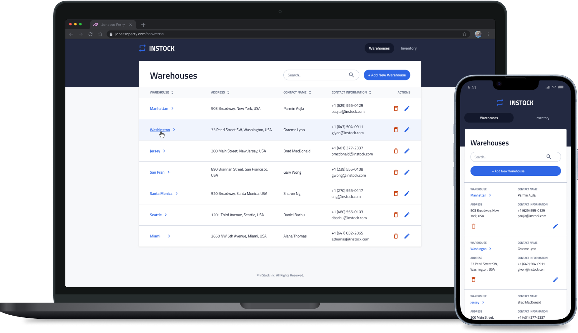 InStock - Warehouse and Inventory management web app preview.